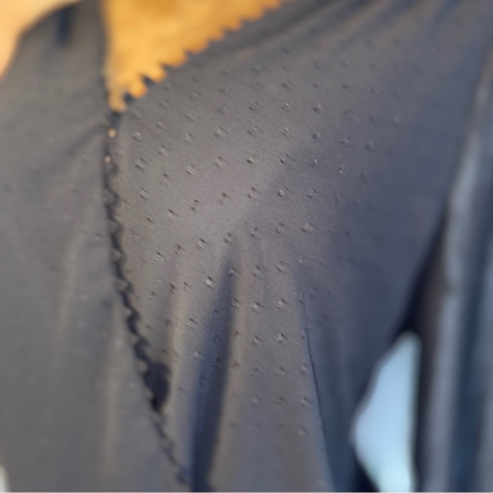 White House Black Market Black Textured Dot Faux Wrap Blouse Sz L​​ - Picture 2 of 12